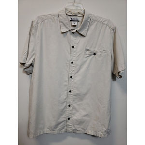 Columbia River Lodge Button Front Fish Shirt Beige Mens Size XL Cotton